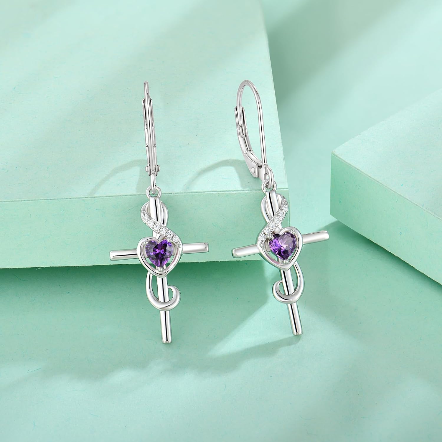 Starchenie Women's Note Cross Earrings Sterling Silver Treble Clef Leverback Earring Music Note Jewelry for Music Lover