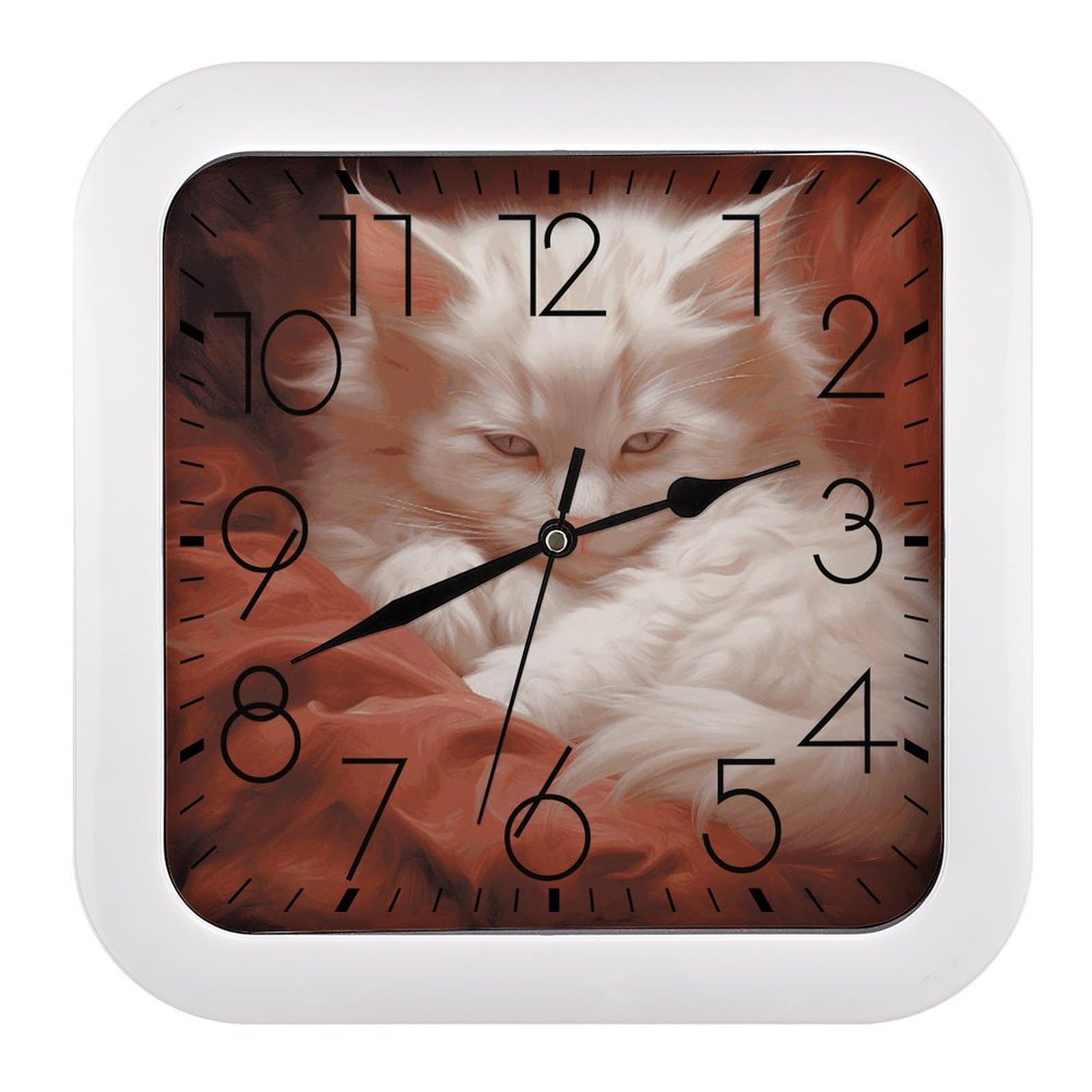 Horloge murale vintage cuisine salon chambre motif chat brumeux