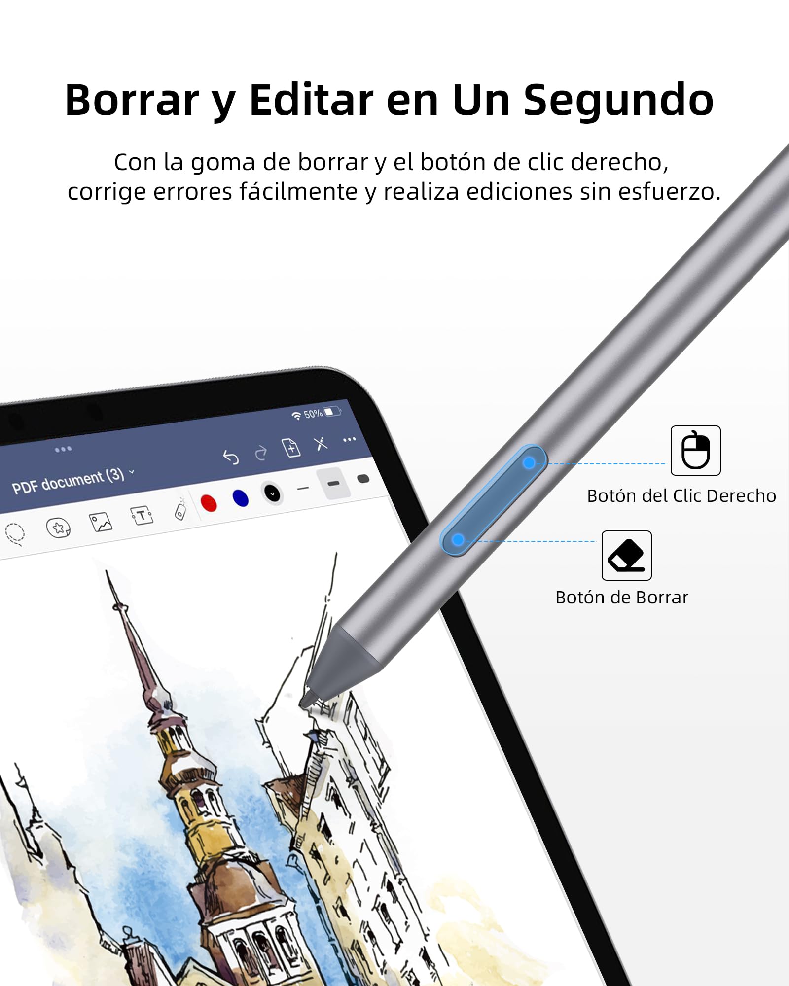 Metapen M2 Biz Lápiz para Surface, 180 Días de Duración de la Batería, 4096 Nivel de Presión, Botón 2 en 1, Sensible a la Inclinación, Surface Pro X/9/8/7/6/5/4/3, Surface 3, ASUS VivoBook Flip 14