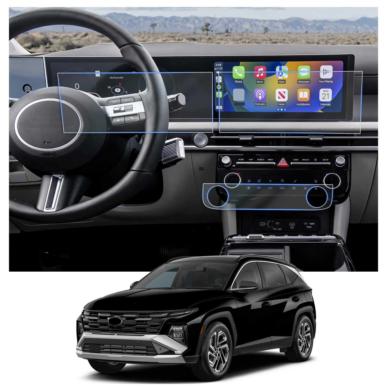 CDEFG Kompatibel mit 2025 2026 Facelift Hyundai Tucson NX4 Navigation Schutzfolie + Klimaanlage + Instrumententafel Kratzfest 12,3 Zoll GPS Nano Displayschutzfolie Navi Folie Zubehör [6 Stück]