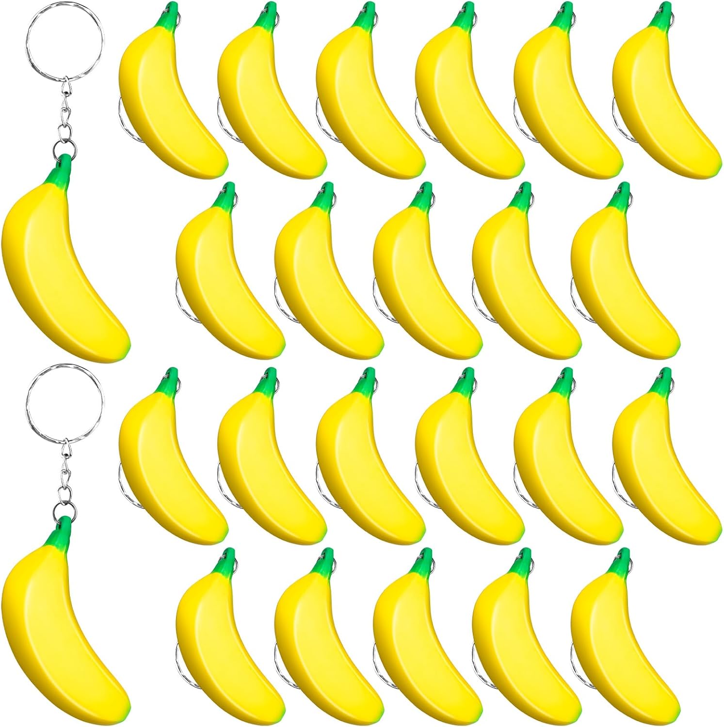 12Pcs Banana Keychains Stress Toys, Mini Banana Relief Toy, PU Banana Toy for Stress Relief Kids Adults Birthday Party Favors School Supplies