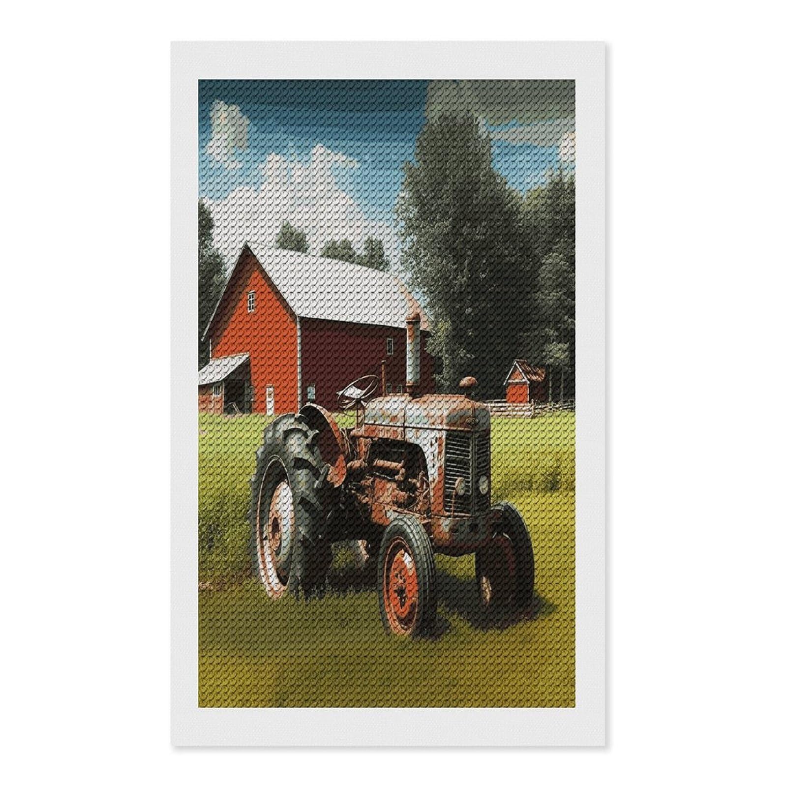 FekiLoot Company Farm Tractor Diamond Art Kits for Adults Diamond Painting Kits for Beginners DIY Diamond Art Kits Round Full Drill Diamond Dot Gem Painting for Home Wall Decor Gift 12"x20"