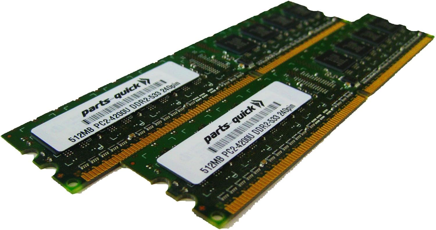 1GB Kit 2 X 512MB DDR2 Desktop Memory for Dell XPS 200 XPS 210 XPS 400 XPS 600 XPS 700 XPS 710 XPS 710 H2C PC2-4200 240 pin 533MHz DIMM RAM (Parts-Quick Brand)