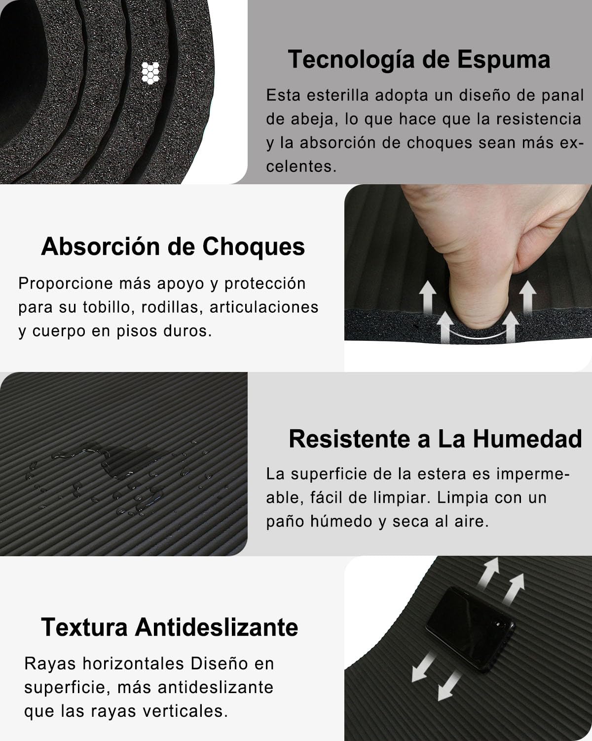 Esterilla Fitness Grande 200×130cm Gruesa 15mm/10mm Esterilla Yoga Antideslizante NBR Colchoneta Gimnasia XXL para Deporte Familiar | NBR Material extra grueso ancho antideslizante amortiguador para dos personas Home Gym Pilates Yoga Fitness