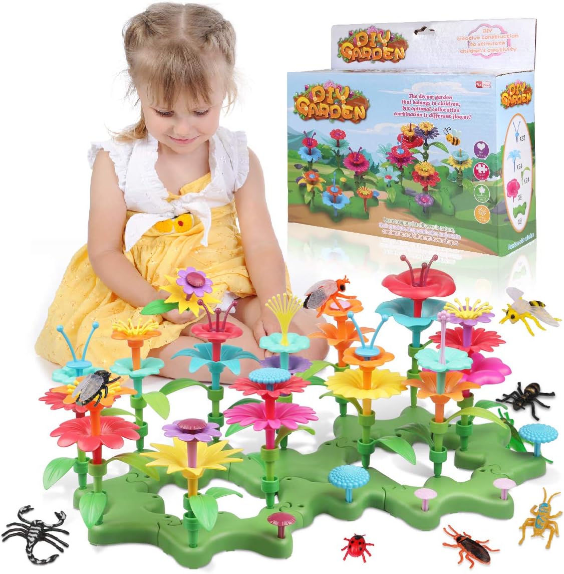 Get Special Price Lydaz Flower Garden Building Toys for Girls,Easter Basket Stuffers Birthday Gift for Toddlers, Building Block Toys,Indoor Education and Gardening Pretend Playset for Kids 3+ Years Old-109PCS
