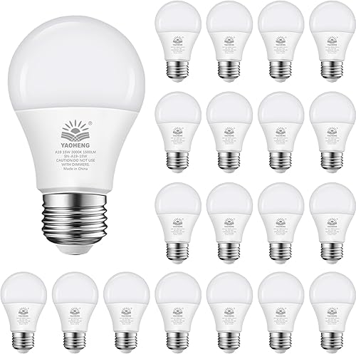Miniatura 8 de YAOHENG Bombillas LED A19, bombillas LED equivalentes a 100 W, 15 W, 1500 lúmenes, blanco cálido 2700 K, bombillas A19 de base estándar E26, no