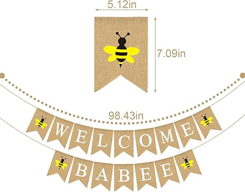 Miniatura 5 de Cartel de bienvenida de arpillera de yute con temática de abejorro para baby shower