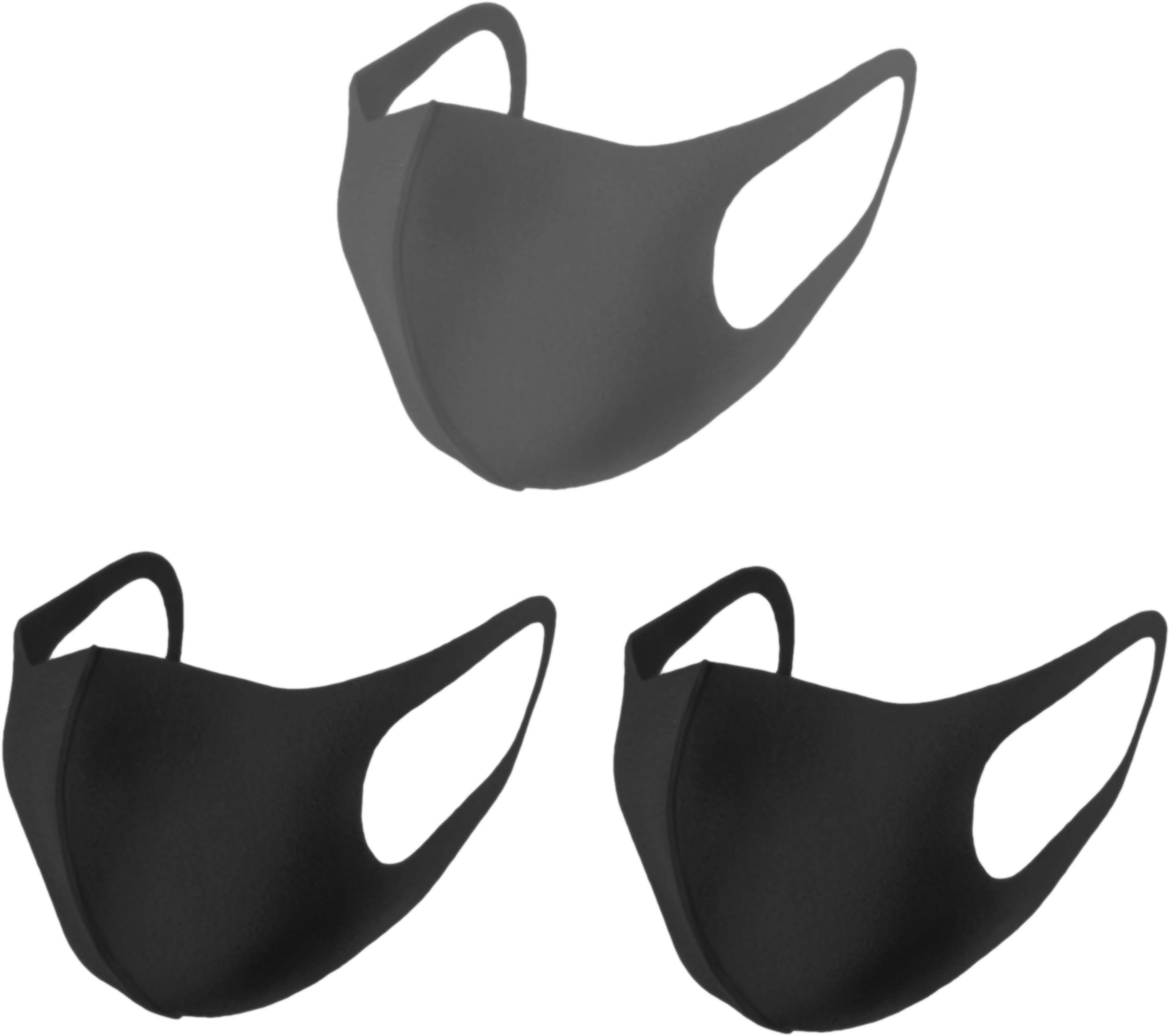 3 Pack Combo Nanosase Adult Unisex Space Cotton Memory Foam Face Masks (2 Black masks + 1 Gray mask)