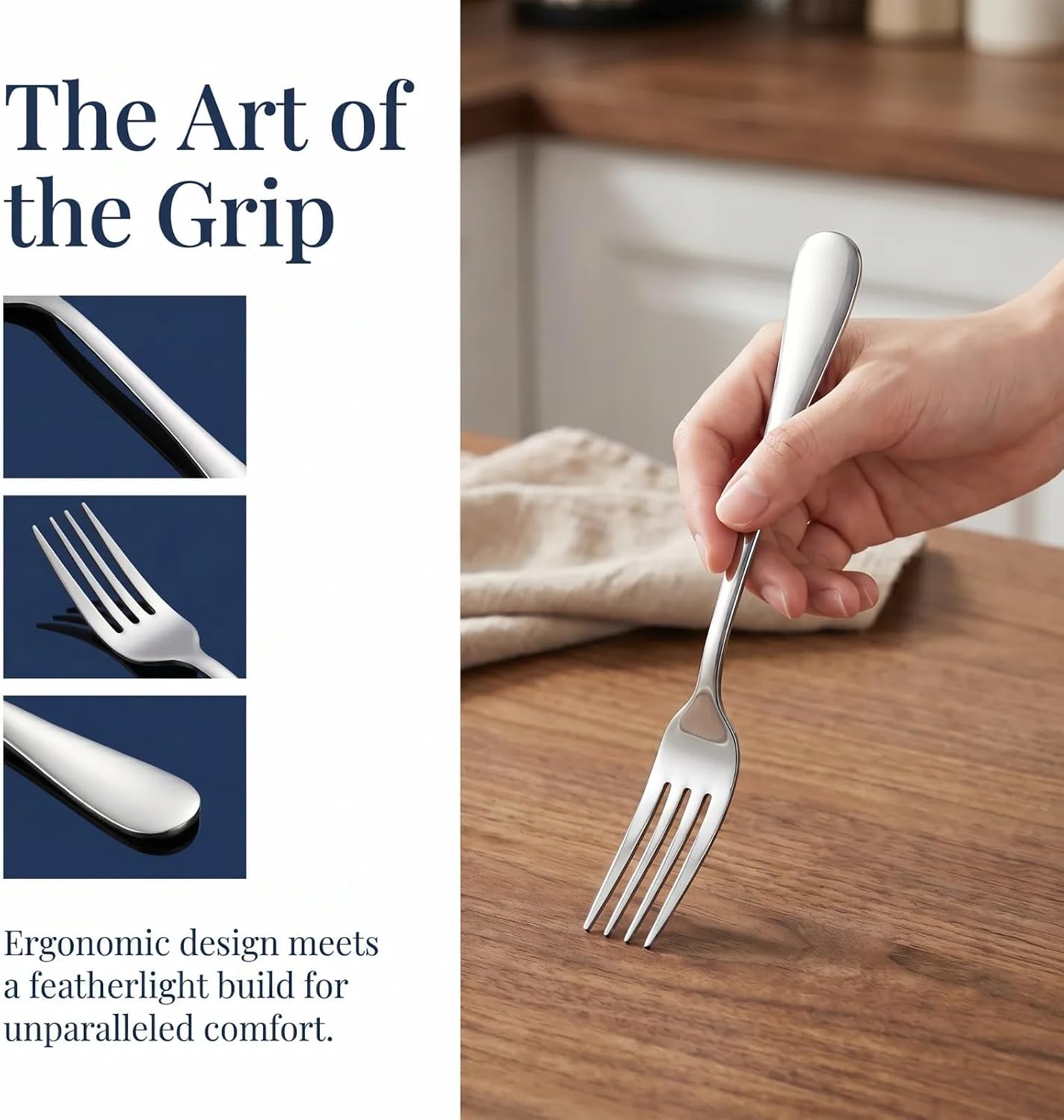 Dinner Forks Set of 6, Stainless Steel, Mirror Polished, 8.2 Inch