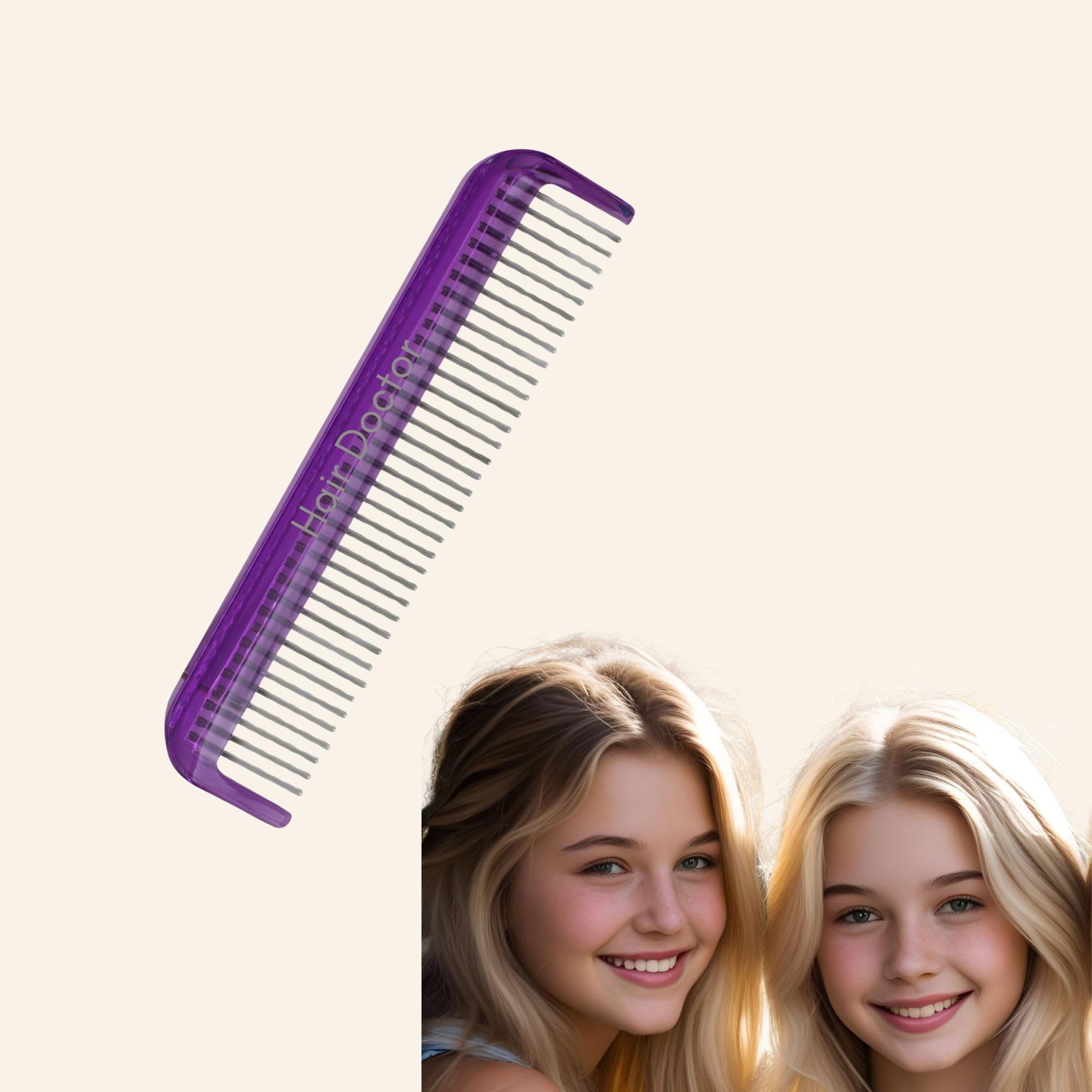 Ladies 5" Rotating Tooth pocket comb to reduce hair loss and damage (Royal Purple)