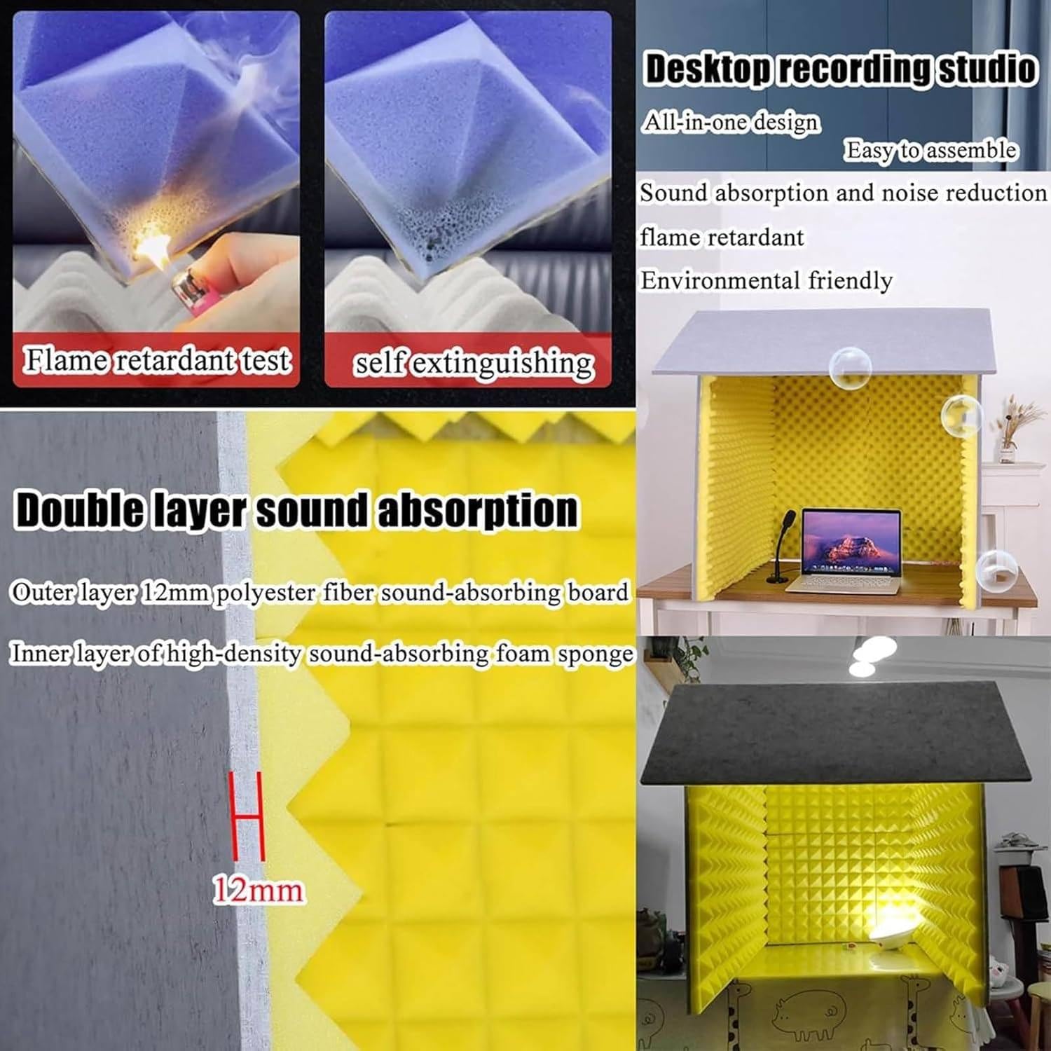 80 cm Schallschutzkabine, Schallschutzabdeckung Für Den Schreibtisch, Selbstgebaute Tonkabine, Kleines Musikaufnahmestudio Für Das Heimstudio, Tragbare Gesangskabine