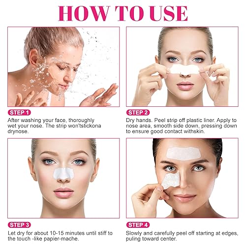 Miniatura 4 de Tiras de nariz para eliminar puntos negros, 90 tiras removedoras de puntos negros con carbón natural, tiras de poros para la nariz para eliminación