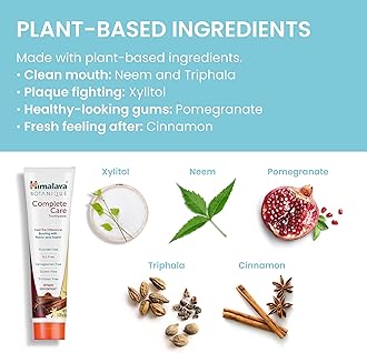 Himalaya Botanique Complete Care Toothpaste, Herbal, Cinnamon Flavor, Fights Plaque, Freshens Breath, Fluoride Free, No Artificial Flavors, SLS Free, Cruelty Free, Foaming, 5.29 Oz, 4 Pack