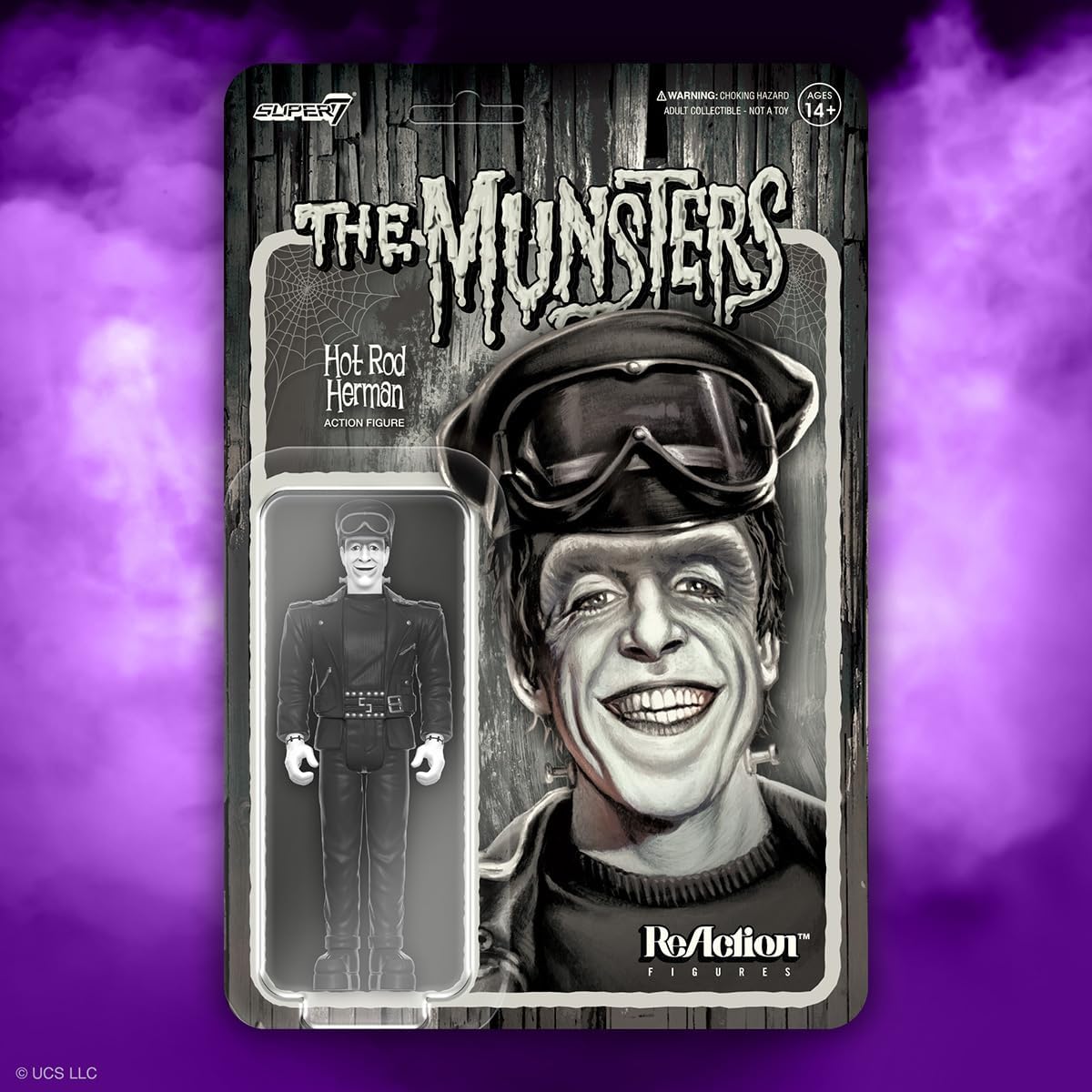 Super7 The Munsters Hot Rod Herman (Grayscale) Reaction Figure - 3.75" The Munsters Action Figure Classic TV Collectibles and Retro Toys