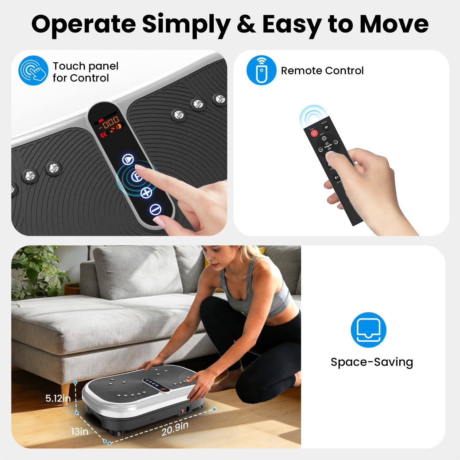 AXV Vibration Plate Fitness Platform Exercise Machine Vibrating Shaking Full Body Shaker Workout Vibrate Stand Shake Board Sport Gym for Weight Loss Fat Burner for Women Men