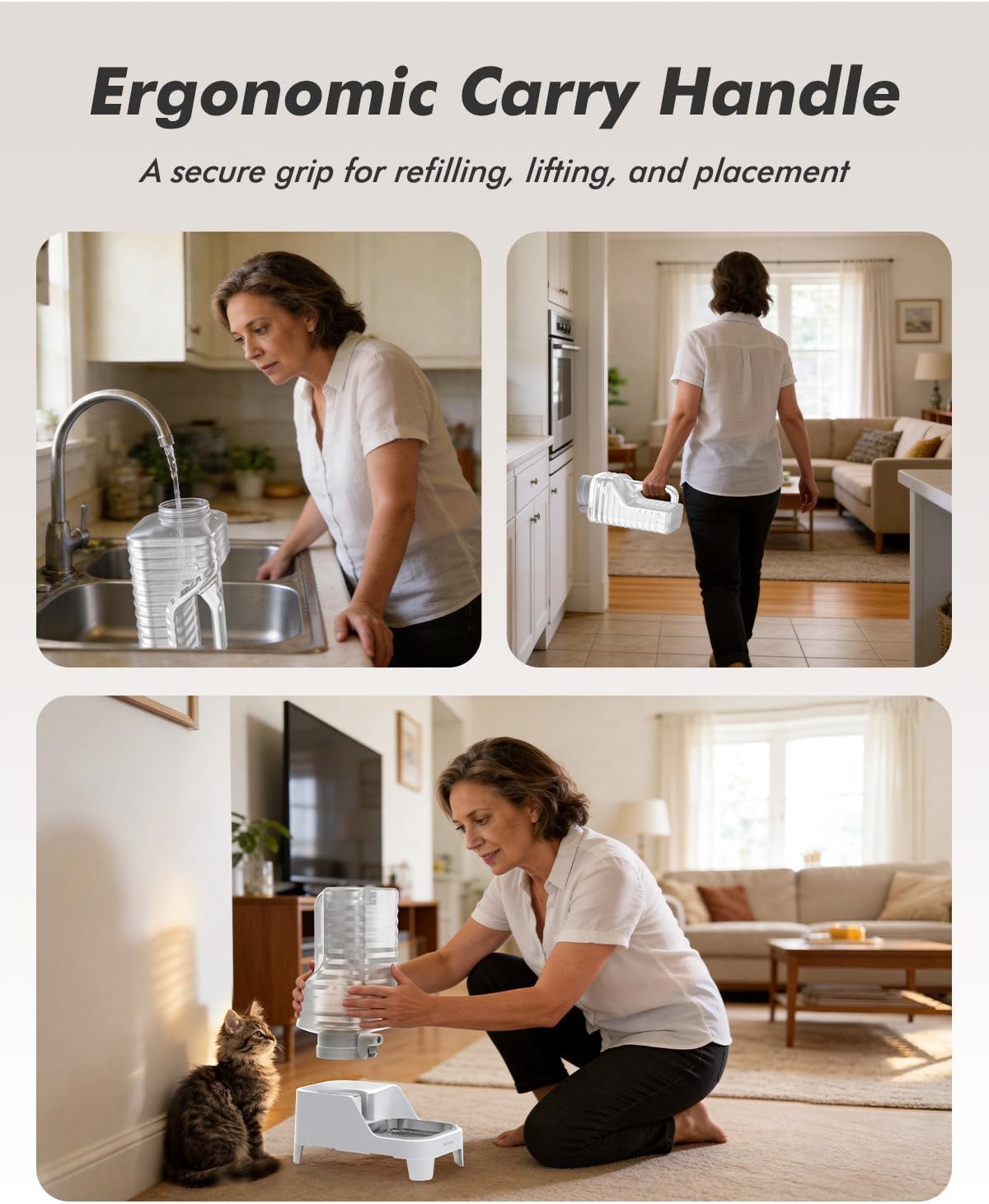 Automatic Dog Water Bowl Dispenser with Patented Faucet - 6L Large Gravity Cat Water Dispenser with Handle, Filter & Adjustable Base, Wide Mouth for Easy Clean, BPA-Free, Stainless Steel Pet Waterer