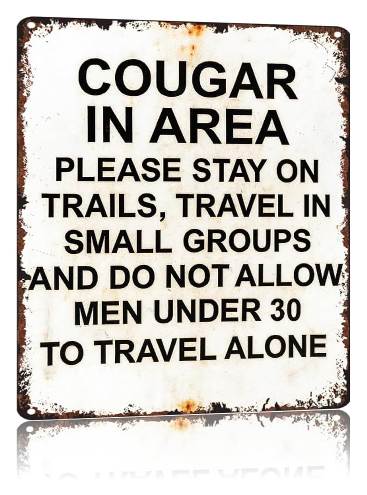 MQXFCZUX Quirky Vintage Metal Sign Cougar Encounter Advice Wall-Art for Entryway Hallway Mudroom Decor 8 X 12 inch