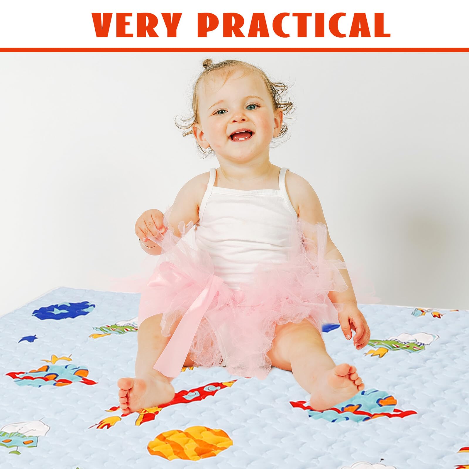 VICASKY Tapis D'éveil pour Bébés à Placer Chaise Haute, Antidérapant en Tissu Doux et Confortable Surface Cosy pour Jouer en Toute Sécurité