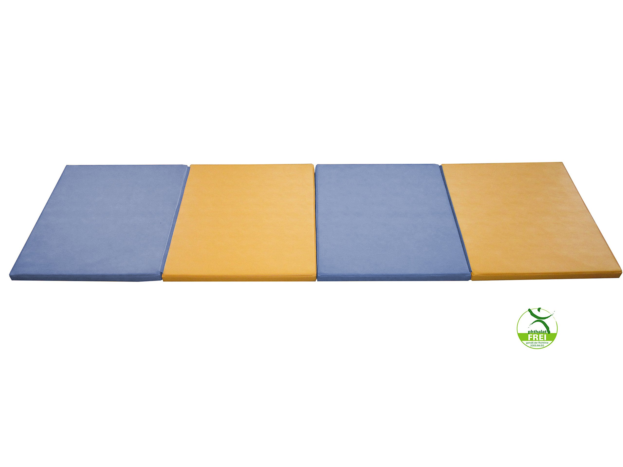 Tappeto da ginnastica pieghevole Klipp Klapp (RG 35, morbido), giallo-blu, 200 x 100 x 10 cm