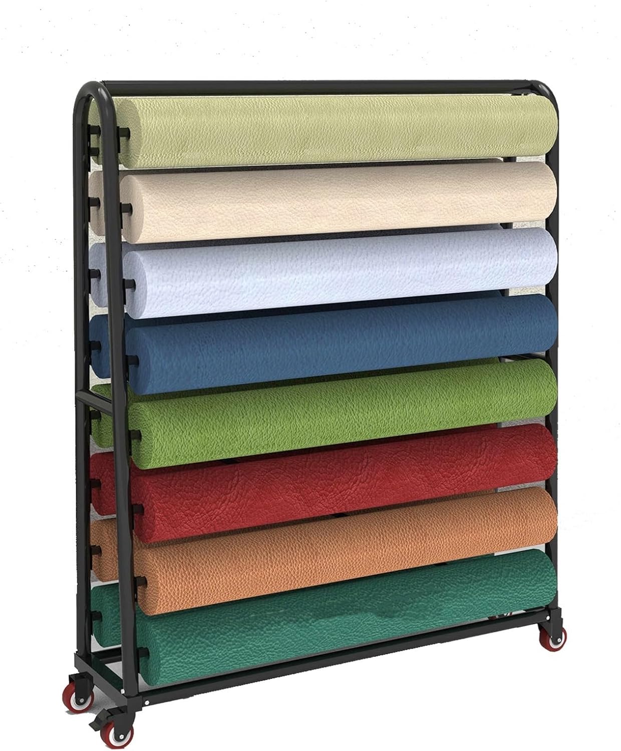 Vinyl Wrap Storage Cart, Rolling Double-Sided Organizer with 16 Rods Holder for Car Repair Shops, Studios, and Retail Display, Ideal for Commercial Use