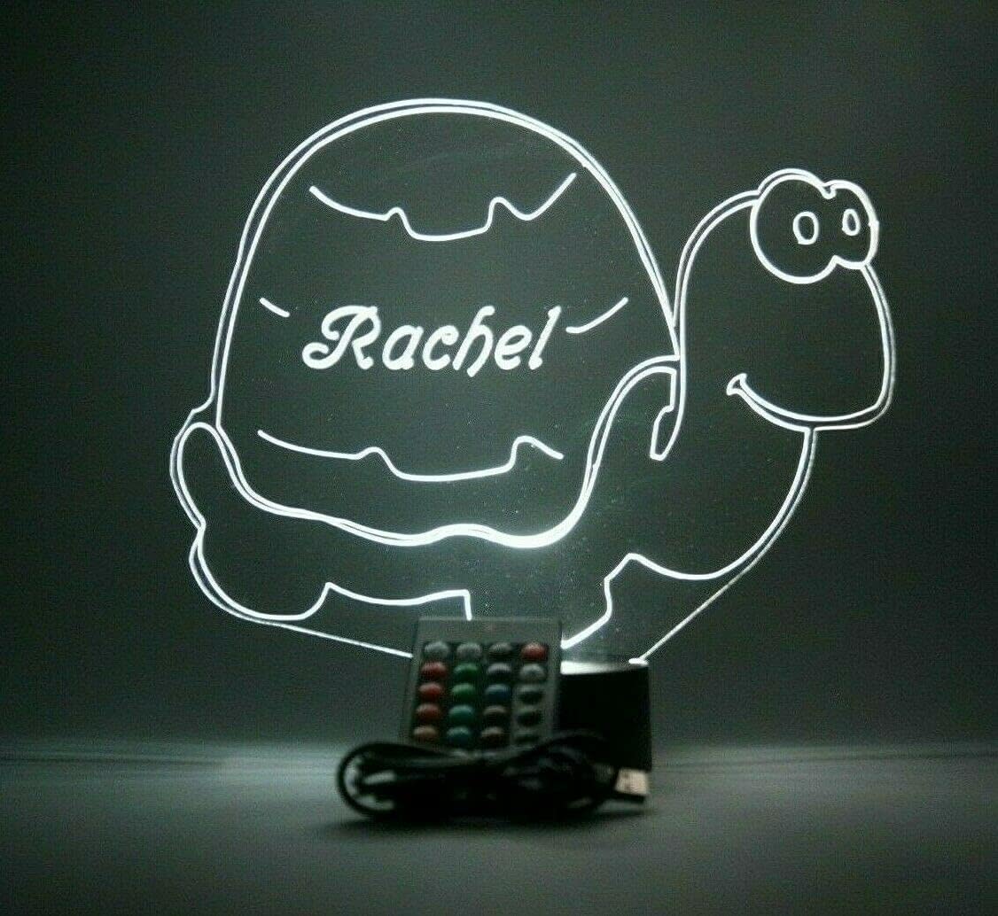 Turtle Light Up LED Personalized FREE Engraved Name Tortoise Name Night Light Desk Table Lamp Room Decor,16 Color Changing Options, Birthday, Christmas, Holiday Gift Idea, Made In America