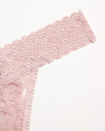 Jessica Simpson Women's Thong Underwear - 5 Pack Microfiber Stretch Lace Panties Soft & Sexy Lingerie for Women