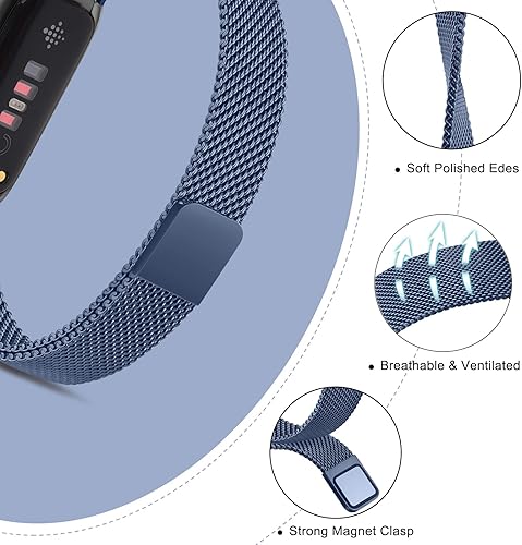 Miniatura 3 de Vanjua Correas de repuesto para Fitbit Inspire 3 para mujeres y hombres, correa de malla de metal de acero inoxidable, ajustable, correa magnética