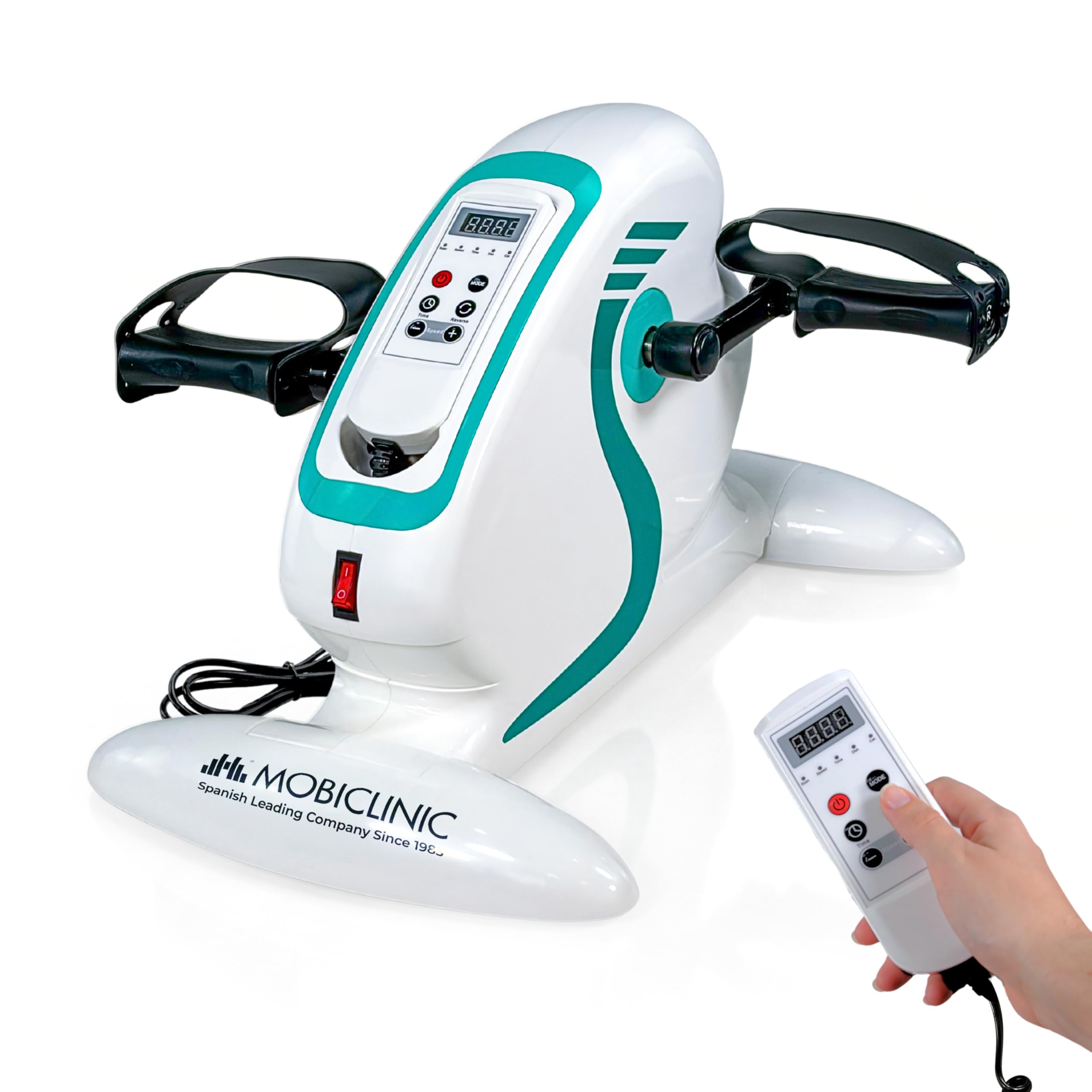 Mobiclinic®, Pedales Estáticos, 12 Niveles de Velocidad, Pedaleo Asistido, Bidireccional, Pantalla Multifunción, Temporizador, para Piernas y Brazos, Mini Bike, Pista