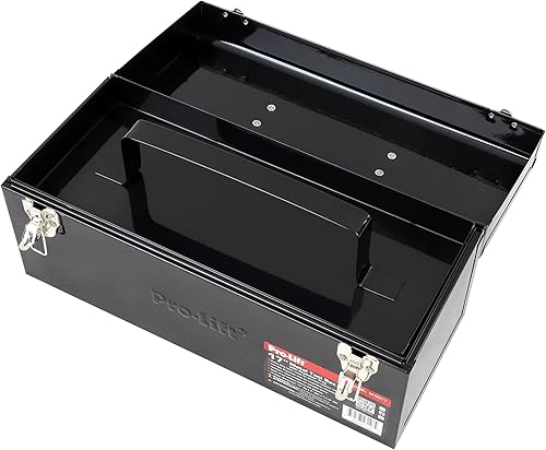 Miniatura 4 de Pro-Lift Caja de herramientas de acero  Caja de herramientas de metal de 17 pulgadas portátil con asa  Cierre de pestillo de metal resistente y