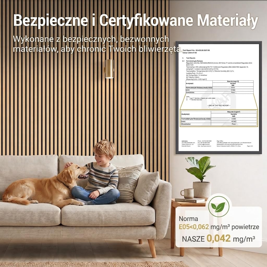 TONOR Drewniane panele akustyczne, 6 sztuk, 240 x 20 cm -2,88 m², panele ścienne, drewniane panele ścienne, jako płyty wygłuszające, dekoracja ścienna z drewnianych lameli, izolacja akustyczna, do