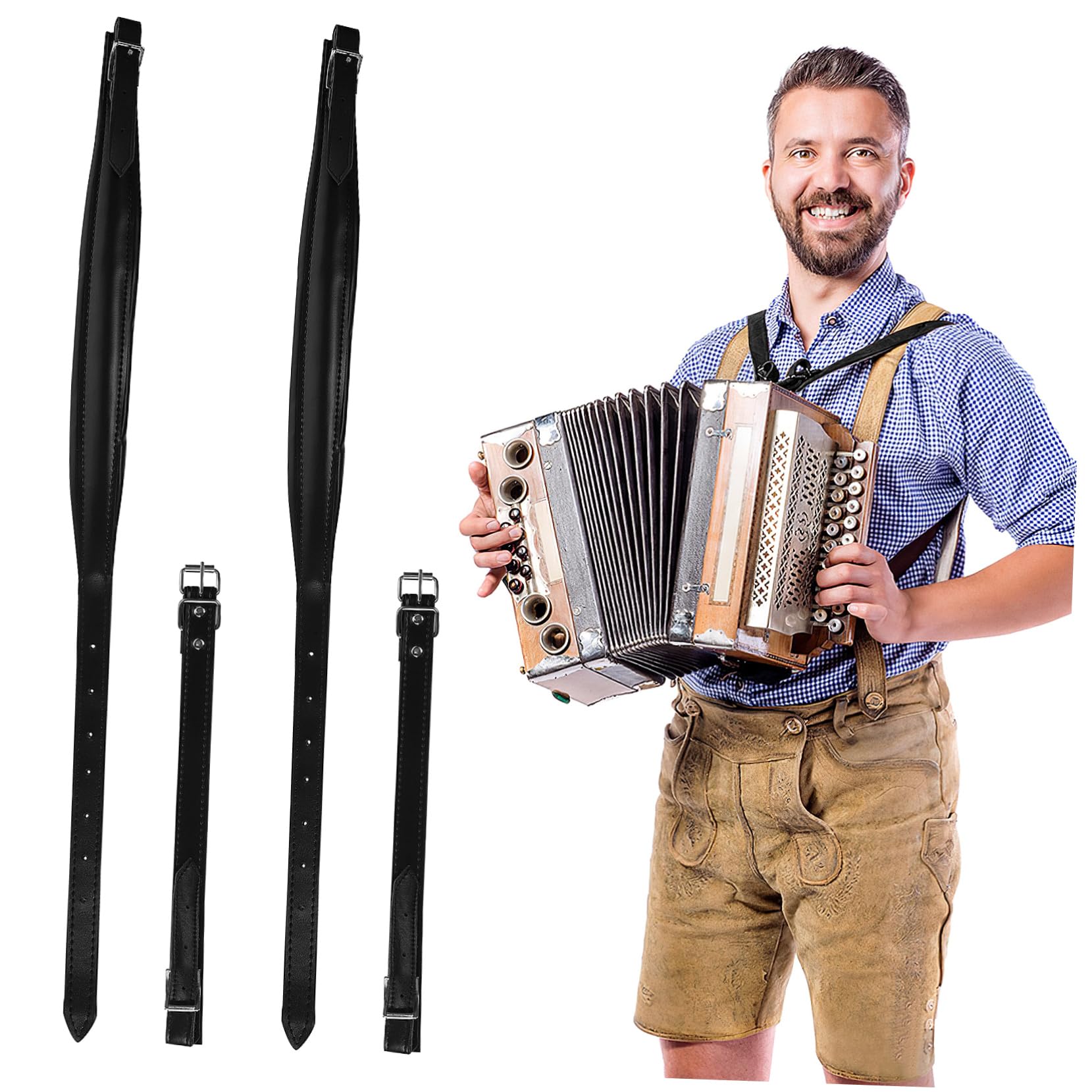 Sangle D’accordéon En Cuir Noir, Bandoulière Réglable Pour Accordéon, Ceinture D’épaule Confortable Et Solide, Accessoire Pratique Pour Musiciens Professionnels Et Débutants