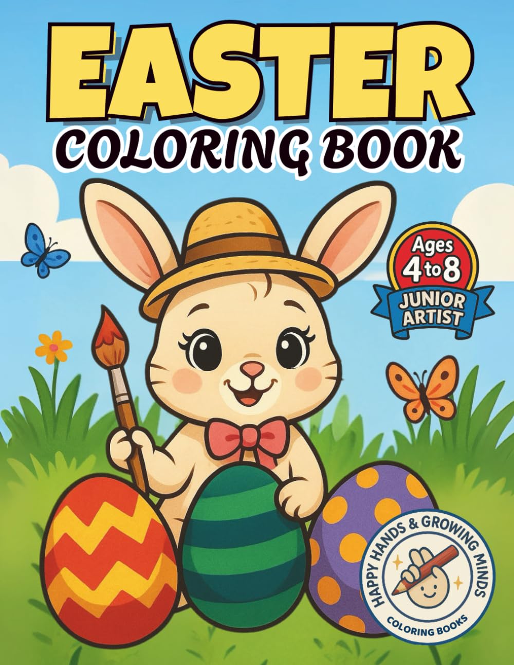 Easter Basket Stuffer | Easter Coloring Book for Kids ages 4 to 8: Bold and Easy Easter illustrations for Coloring, Controlled Scribbling and Doodling ... COLORING BOOK : HAPPY HANDS & GROWING MINDS)
