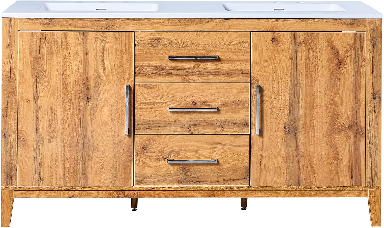 Image showing included and not included components for the AMERLIFE 60 inch bathroom vanity.