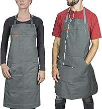 Chef Pomodoro - Tablier Cuisine Homme, Tablier de Cuisine Femme (100% Coton) - Tablier de Cuisine Professionnel, Taille Réglable, Parfait pour Cuisine, Barbecue et Grill (Tablier Gris Pierre)