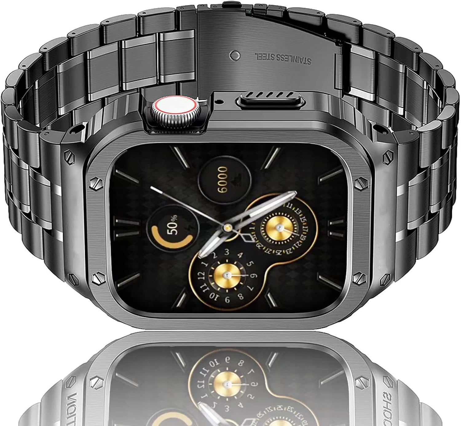 Stainless Steel Uni-Body Band with Case Compatible with Apple Watch Ultra 49mm 45mm 44mm 41mm 40mm Replacement Band with Protective Cover for Men Women