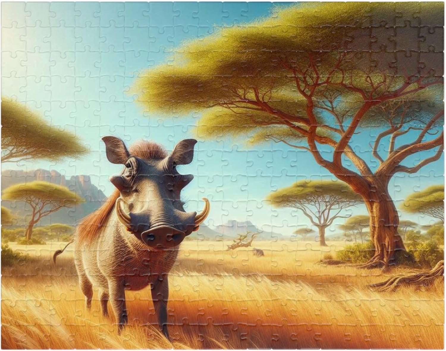 Warthog Jigsaw Puzzle – African Savanna, Made in USA