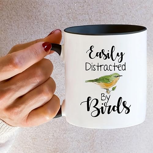 Miniatura 5 de Retreez Taza divertida Fácilmente distracted by Birds Nature Lover Ornitology - Tazas de café de cerámica de 11 onzas Sarcasmo sarcástico