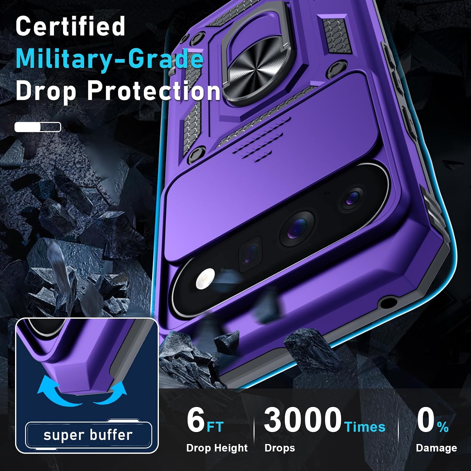 for Google Pixel 11/11 Pro Case Built in Slide Camera Cover,Purple image 5