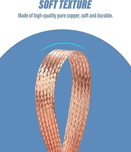 Miniatura 3 de ESEWALAS 5PCS 9.8" Braided Ground Strap,Automotive Ground Strap,Heavy-Duty Engine Ground Straps Kit,Tinned Copper Vehicle Grounding Straps with