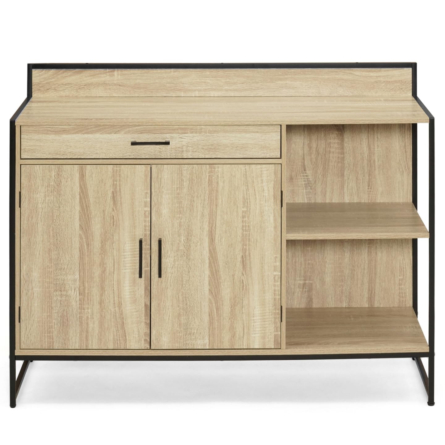 IDMarket – Aparador bajo de cocina 120 cm Detroit Plan de trabajo H.83 CM 2 puertas + cajón diseño industrial