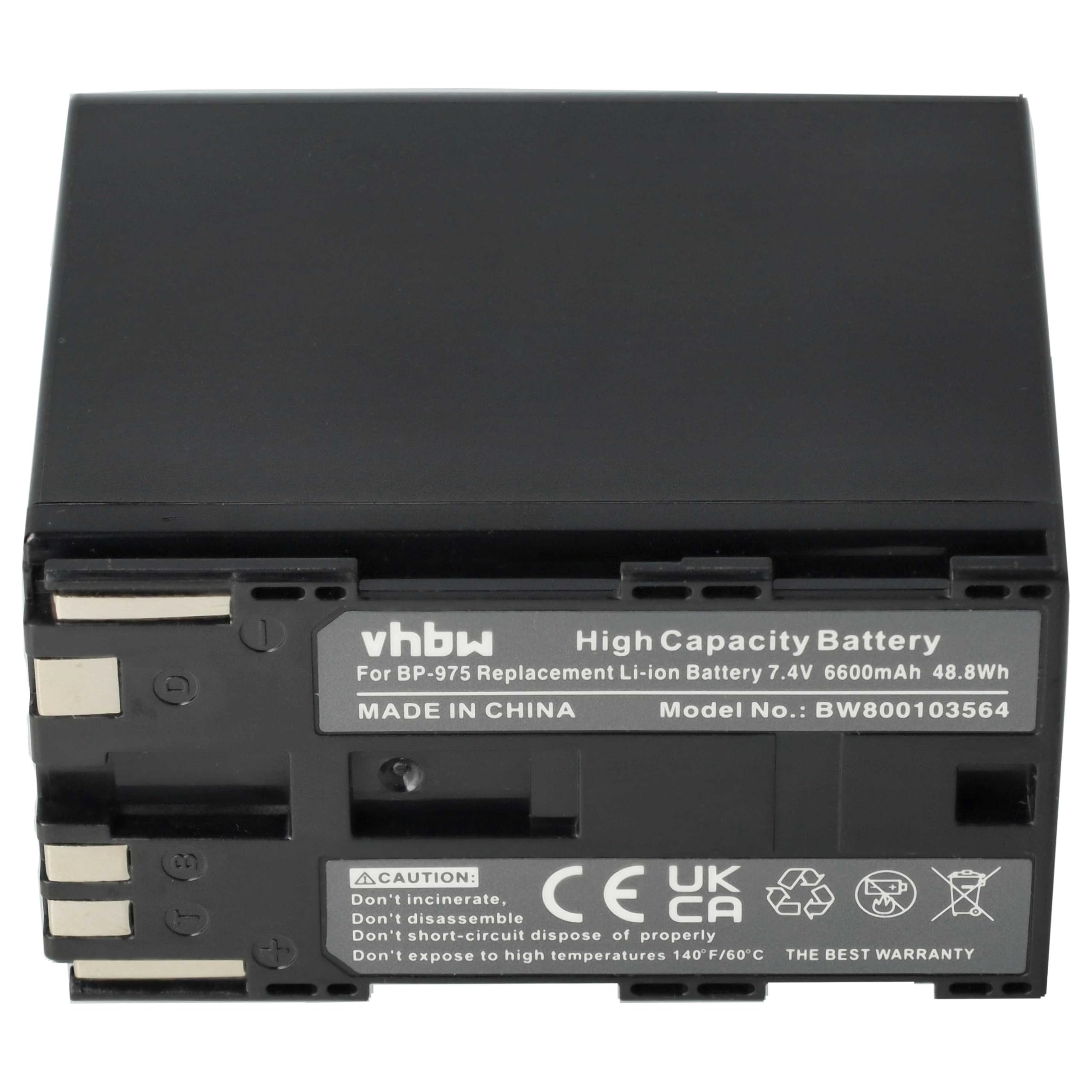 vhbw Batería reemplaza Canon BP-975, BP-955 para cámara de vídeo (6600 mAh, 7,4 V, Li-Ion)