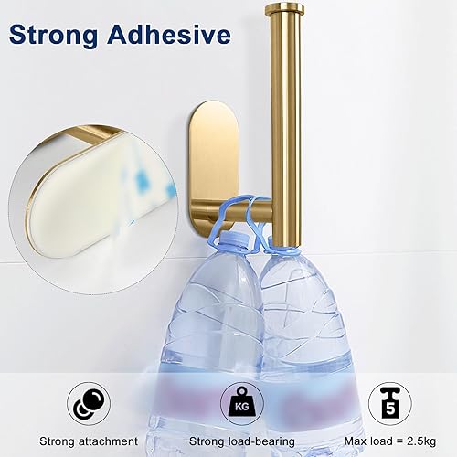 Miniatura 6 de NearMoon Soporte de papel higiénico autoadhesivo, Premium SUS304 de acero inoxidable engrosado, resistente a la oxidación, sin necesidad de taladrar
