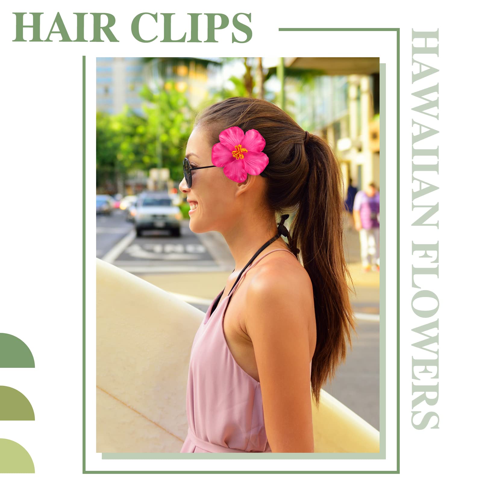 Hibiscus Hair Clips Hawaiian Flowers Assorted Colors Bridal Wedding Beach Decor Hawaiian Hibiscus Flower Hair Clip, Plumeria Hibiscus Hair  main image 4
