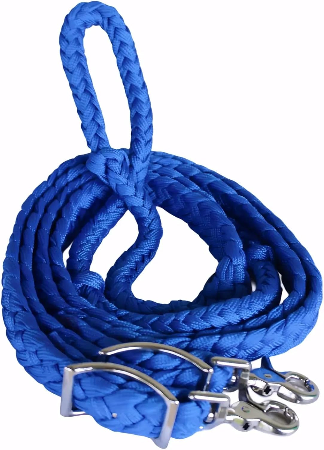 Roping Knotted Horse Tack Western Barrel Reins Nylon Braided Blue 60720