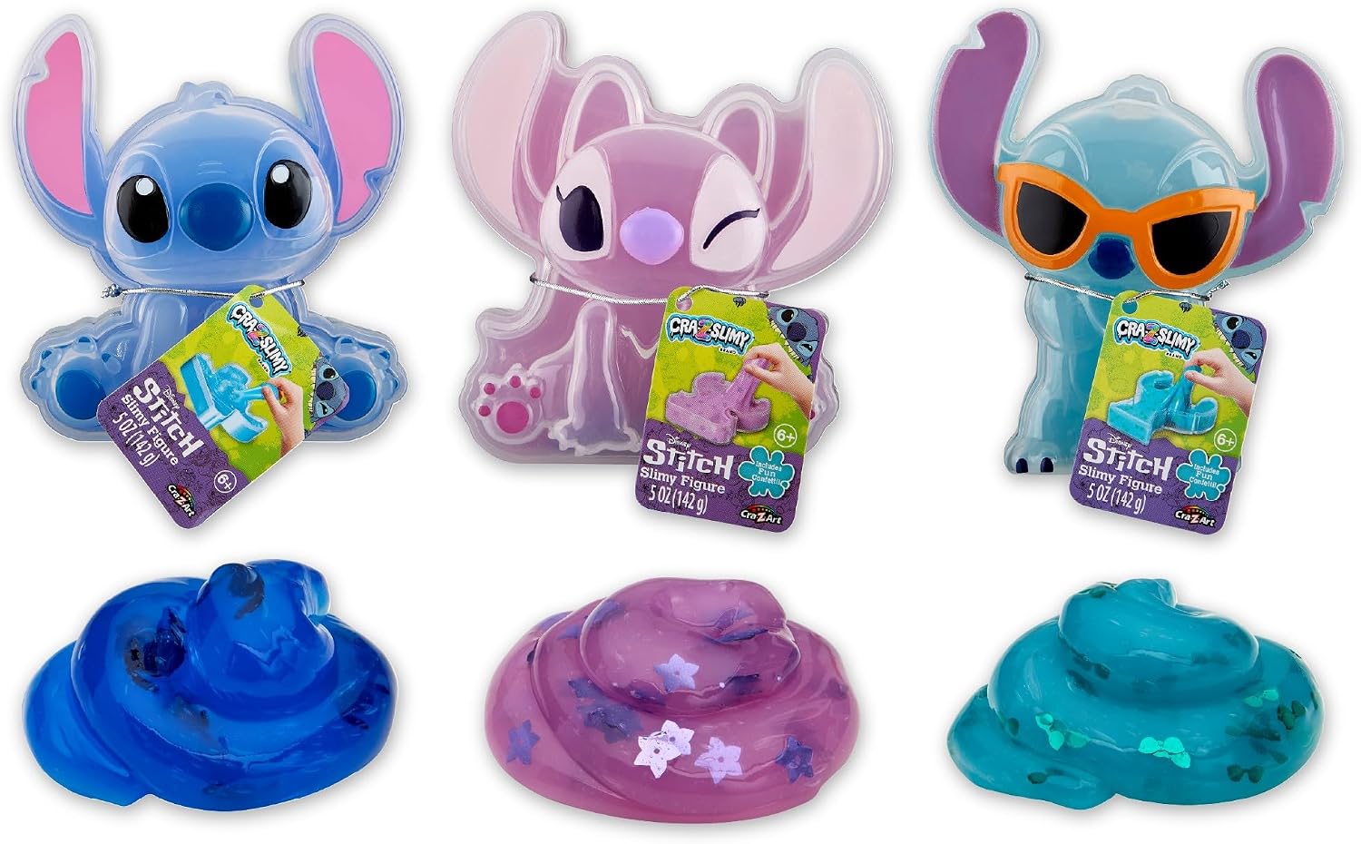 Cra-Z-Art Disney Stitch Shaped Slime Container Set, 3-Pack, Colorful, Fun Slime Play