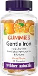 Webber Naturals Gentle Iron Gummies, 90 Gummies, Non-Constipating, Helps Prevent Iron Deficiency Anemia, Vegan