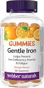 Webber Naturals Gentle Iron Gummies, 90 Gummies, Non-Constipating, Helps Prevent Iron Deficiency Anemia, Vegan