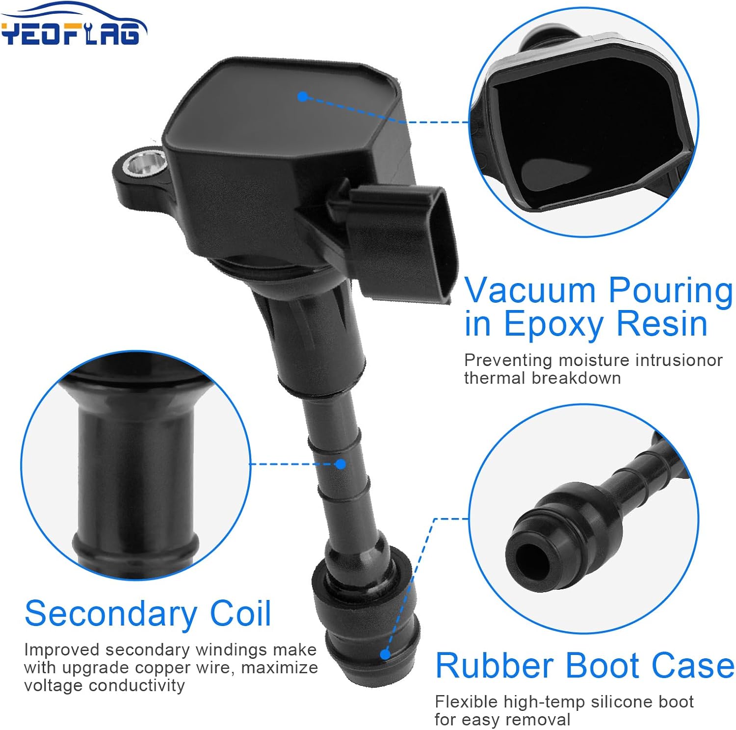 UF401 Ignition Coil Pack Compatible with Nissan for Frontier 2005-2019 for Altima 2002-2006 for Maxima 2002-2008 for Pathfinder 2005-2012 Replace for E421 U5123 C-689 C1439 5C1430 GN10246 Set of 6