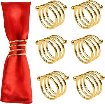 Metal Napkin Rings Set of 12, Gold Spring Style Napkin Rings Holder for Thanksgiving, Christmas, Wedding Party Daily Dinner Table Decoration12 Pcs Gold Spring