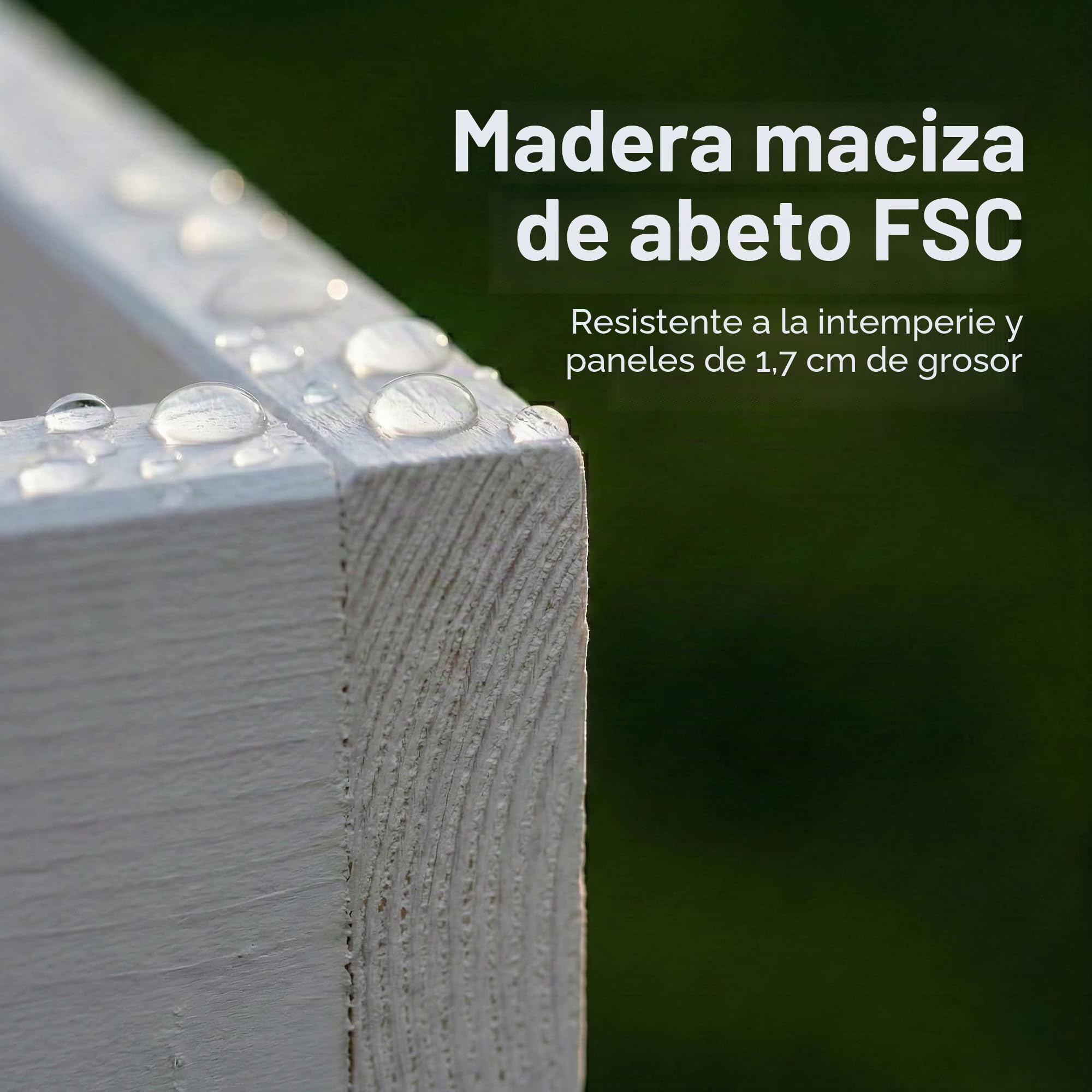 Jardinera de madera para plantas, para uso exterior, gran maceta rectangular, madera FSC, 120 x 40 x 32 cm, color blanco